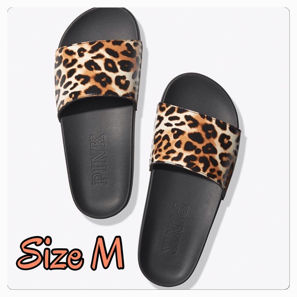 PINK Victoria's Secret Shoes - VICTORIA’SSECRET PINK LEOPARD SINGLE STRAP SLIDE M